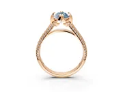 Solitaire Engagement Ring Setting for Fancy Blue Marquise Center with Accented Split Shank and Prong Head in Rose Gold