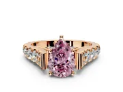 Solitaire Engagement Ring Setting for Fancy Pink Pear-Shaped Center with Pave Cathedral Shoulders and Prong Head in Rose Gold