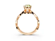 Solitaire Engagement Ring Setting for Fancy Yellow Pear-Shaped Center with Accented Twist Band and Leaf Prong Head in Rose Gold