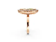 Halo Engagement Ring Setting for Fancy Yellow Marquise Center with Milgrain Bezel Rim, Plain Band and Prong Head in Rose Gold