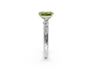 Cluster Engagement Ring Setting for Fancy Yellow Emerald Cut Center with Round Cut Accent Band and Prong Head in White Gold