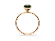 Solitaire Engagement Ring Setting for Fancy Green Radiant Cut Center with Straight Thin Band and Prong Head in Rose Gold