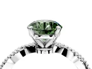 Solitaire Engagement Ring Setting for Fancy Green Round Cut Center with Twist Band and Bead Prong Head in Platinum