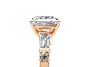 Bar-Set Engagement Ring Setting for Princess Cut Center with Tapered Baguette Accents and Prong Head in Rose Gold