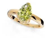 Solitaire Engagement Ring Setting for Fancy Yellow Pear-Shaped Center with Plain Band and Flat Tab Prong Head in Yellow Gold