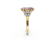 Leaf Cluster Engagement Ring Setting for Fancy Pink Marquise Center with Marquise Accents and Prong Head in Yellow Gold