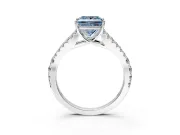 Solitaire Engagement Ring Setting for Fancy Blue Princess Cut Center with Pave Split Shank and Prong Head in Sterling Silver