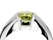 Tension Engagement Ring Setting for Fancy Yellow Emerald Cut Center with Wide Tapered Band and Tension Head in Platinum