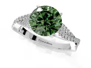Solitaire Engagement Ring Setting for Fancy Green Round Cut Center with Twisted Pave Split Shank and Prong Head in Sterling Silver