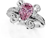 Solitaire Engagement Ring Setting for Fancy Pink Pear-Shaped Center with Twisted Band and Scroll Prong Head in Platinum
