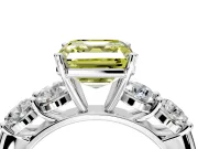 5 Stone Engagement Ring Setting for Fancy Yellow Asscher Cut Center with Graduated Accents and Prong Head in Sterling Silver