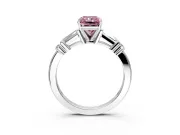 Bar-Set Engagement Ring Setting for Fancy Pink Radiant Cut Center with Tapered Baguette Accents and Prong Head in Platinum