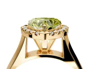 Halo Engagement Ring Setting for Fancy Yellow Heart-Shaped Center with Square Band and Prong Head in Yellow Gold