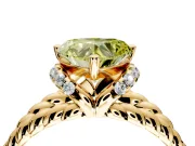 Halo Engagement Ring Setting for Fancy Yellow Heart-Shaped Center with Rope Twist Split Shank and Prong Head in Yellow Gold