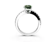 Solitaire Engagement Ring Setting for Fancy Green Radiant Cut Center with Single Row Accent Band and Prong Head in Platinum