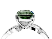 Solitaire Engagement Ring Setting for Fancy Green Radiant Cut Center with Pave and Plain Crossover Band and Prong Head in Platinum