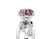 Solitaire Engagement Ring Setting for Fancy Pink Round Cut Center with Criss-Cross Accent Band and Prong Head in White Gold