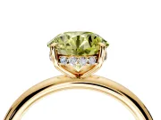 Hidden Halo Engagement Ring Setting for Fancy Yellow Round Cut Center with Thin Rounded Band and Prong Head in Yellow Gold