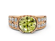 Bezel Engagement Ring Setting for Fancy Yellow Round Cut Center with Wide Channel-Set Band and Bezel Head in Rose Gold