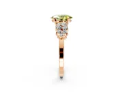Cluster Engagement Ring Setting for Fancy Yellow Oval Center with 2-Row Shoulder Clusters and Prong Head in Rose Gold