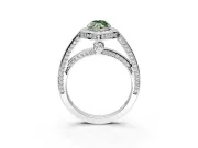 Halo Engagement Ring Setting for Fancy Green Marquise Center with Framed Halo, Pave Band and Prong Head in Platinum