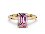 Solitaire Engagement Ring Setting for Fancy Pink Emerald Cut Center with Knife Ridge Band and Claw Prong Head in Yellow Gold
