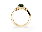 Solitaire Engagement Ring Setting for Fancy Green Radiant Cut Center with Marquise Flower Shoulders and Prong Head in Yellow Gold