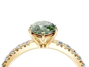 Solitaire Engagement Ring Setting for Fancy Green Marquise Center with Large Accent Band and Prong Head in Yellow Gold