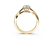 Solitaire Engagement Ring Setting for Oval Center with Plain Bypass Twist Band and Prong Head in Yellow Gold