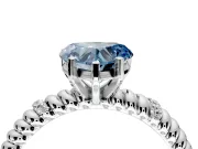 Rope Engagement Ring Setting for Fancy Blue Heart-Shaped Center with Accent Shoulders and Prong Head in White Gold