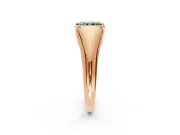 Tension Engagement Ring Setting for Fancy Green Radiant Cut Center with Wide Tapered Band and Tension Head in Rose Gold