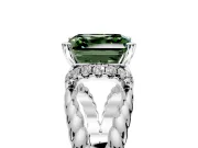 Halo Engagement Ring Setting for Fancy Green Asscher Cut Center with Rope Twist Split Shank and Prong Head in Sterling Silver