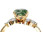 Solitaire Engagement Ring Setting for Fancy Green Cushion Cut Center with Marquise Accent Twist Band and Prong Head in Yellow Gold
