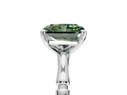Solitaire Engagement Ring Setting for Fancy Green Radiant Cut Center with Bamboo Band and Prong Head in Platinum