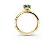 Solitaire Engagement Ring Setting for Fancy Green Cushion Cut Center with Scrollwork Band and Prong Head in Yellow Gold