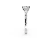 3 Stone Engagement Ring Setting for Princess Cut Center with Tapered Baguettes, Plain Band and Prong Head in Platinum