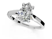 Solitaire Engagement Ring Setting for Pear-Shaped Center with Tapered Shoulders and Prong Head in Sterling Silver
