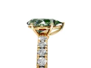 Solitaire Engagement Ring Setting for Fancy Green Pear-Shaped Center with Large Accent Band and Prong Head in Yellow Gold