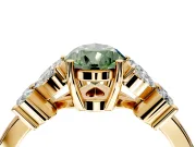 Floral Engagement Ring Setting for Fancy Green Pear-Shaped Center with Marquise Cluster Shoulders and Prong Head in Yellow Gold