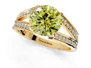 Split Shank Engagement Ring Setting for Fancy Yellow Round Cut Center with Pave Split Shank and Prong Head in Yellow Gold