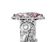 Milgrain Halo Engagement Ring Setting for Fancy Pink Marquise Center with Shoulder Bezels and Prong Head in White Gold