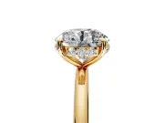 Solitaire Engagement Ring Setting for Round Cut Center with Plain Band, Open Basket and Prong Head in Yellow Gold