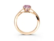 Solitaire Engagement Ring Setting for Fancy Pink Cushion Cut Center with Plain Bypass Twist Band and Prong Head in Rose Gold
