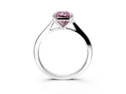 Solitaire Engagement Ring Setting for Fancy Pink Radiant Cut Center with Tapered Shoulders and Prong Head in White Gold