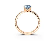Solitaire Engagement Ring Setting for Fancy Blue Oval Center with Large Accents and Prong Head in Rose Gold