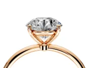 Solitaire Engagement Ring Setting for Round Cut Center with Straight Thin Band and Prong Head in Rose Gold
