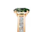 Solitaire Engagement Ring Setting for Fancy Green Oval Center with Princess Cut Channel Band and Prong Head in Rose Gold