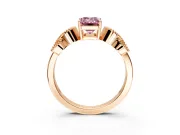 Leaf Engagement Ring Setting for Fancy Pink Emerald Cut Center with Milgrain Accent Band and Prong Head in Rose Gold