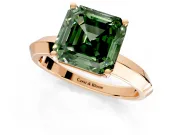 Solitaire Engagement Ring Setting for Fancy Green Asscher Cut Center with Wide Knife Ridge Band and Prong Head in Rose Gold