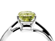 Solitaire Engagement Ring Setting for Fancy Yellow Radiant Cut Center with Plain Bypass Twist Band and Prong Head in Platinum